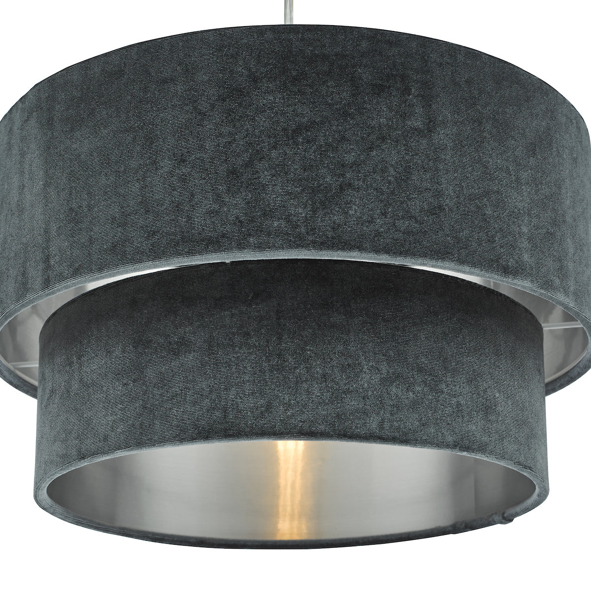 Dar Suvan Easy Fit Tiered Velvet Shade Dark Grey With Silver Lining