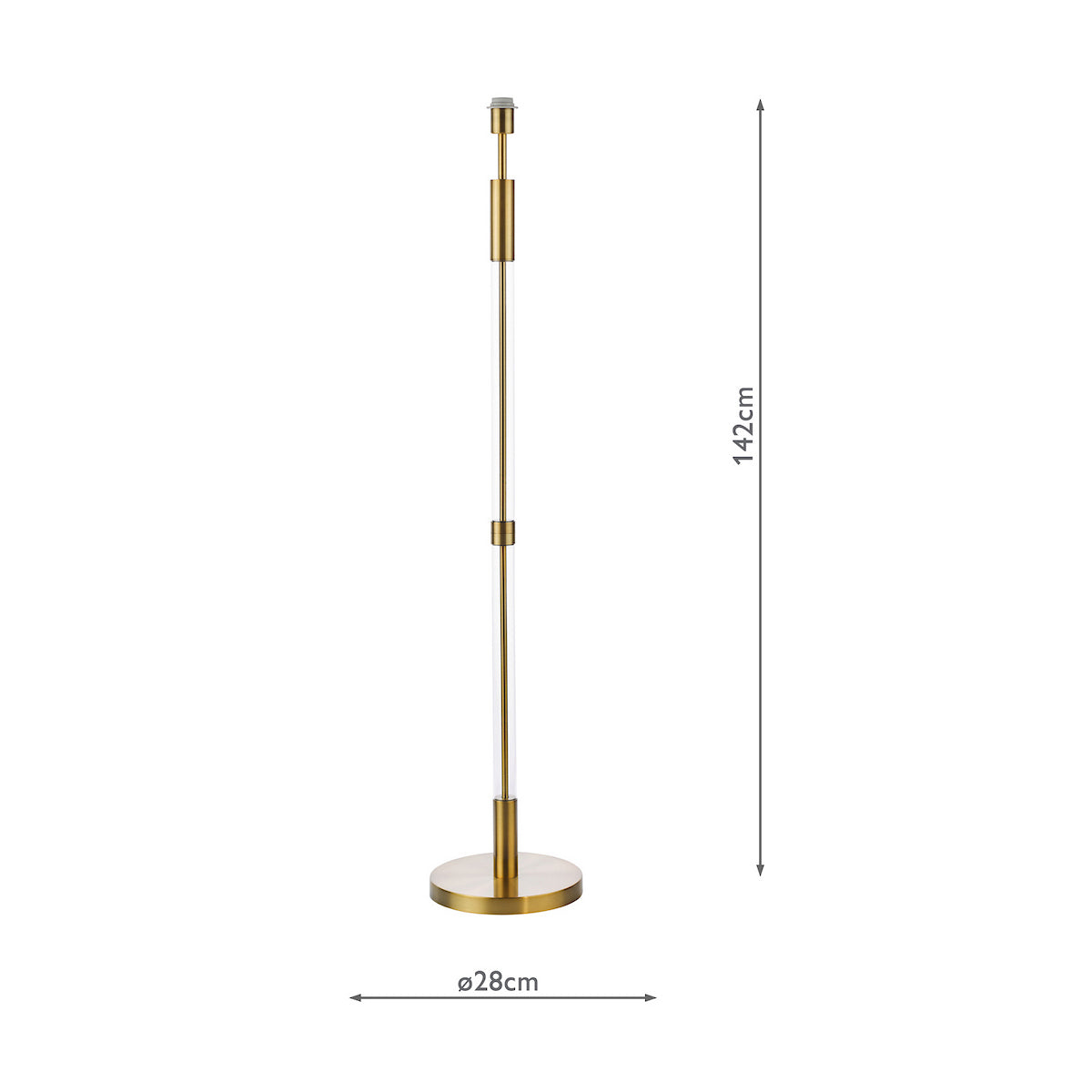 Dar Sylvester Floor Lamp Antique Brass and Glass Base Only