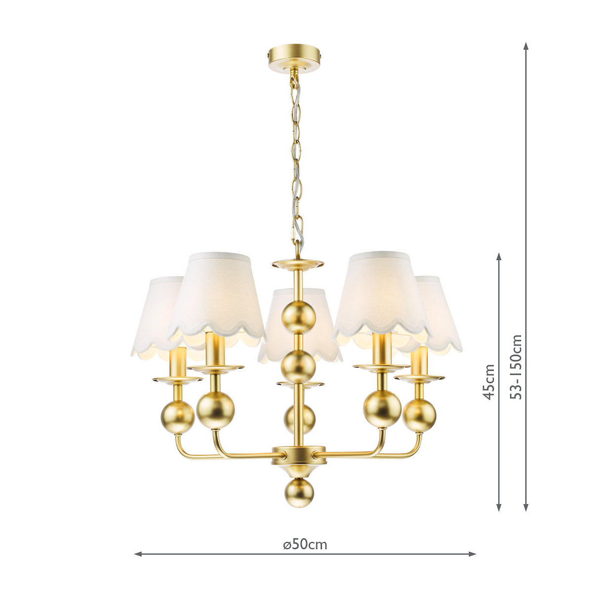 Dar Tilda 5 Light Pendant Satin Gold Fitting Only