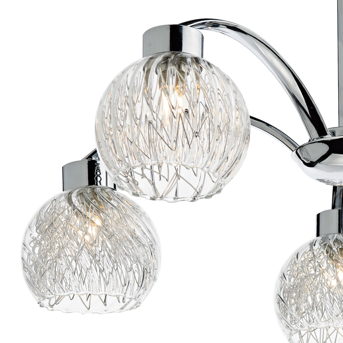 Dar Yasmin 5 Light Semi-Flush Polished Chrome and Ribbed Glass