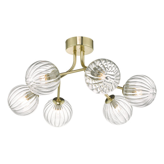 Dar Yiska 6lt Semi Flush Gold & Glass