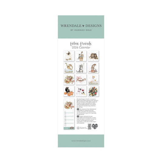 Wrendale Designs 'Feline Friends' Slim Calendar 2026