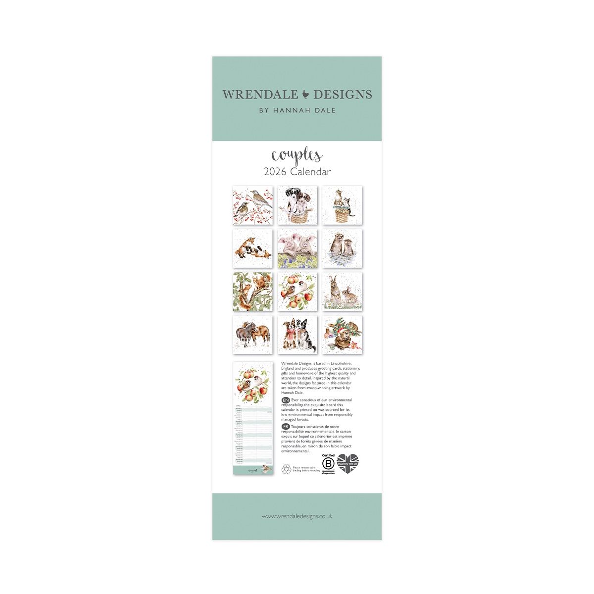 Wrendale Designs 'Yours and Mine' Slim Calendar 2026