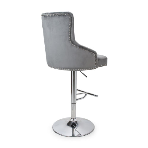 Shankar Rocco Brushed Velvet Bar Stool in Grey