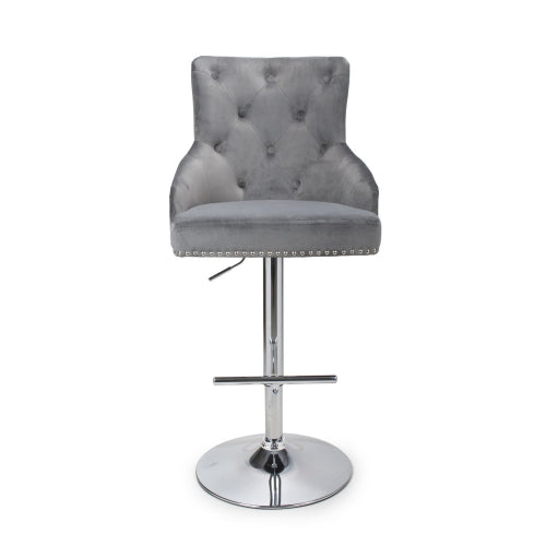 Shankar Rocco Brushed Velvet Bar Stool in Grey