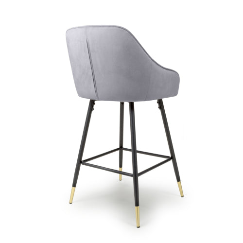 Shankar Savanna Brushed Velvet Bar Stool in Grey