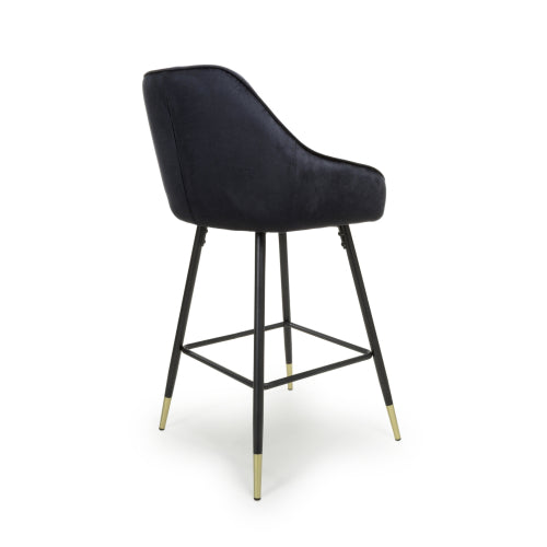 Shankar Savanna Brushed Velvet Bar Stool in Black