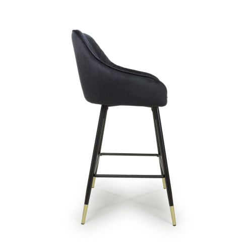 Shankar Savanna Brushed Velvet Bar Stool in Black