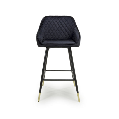 Shankar Savanna Brushed Velvet Bar Stool in Black