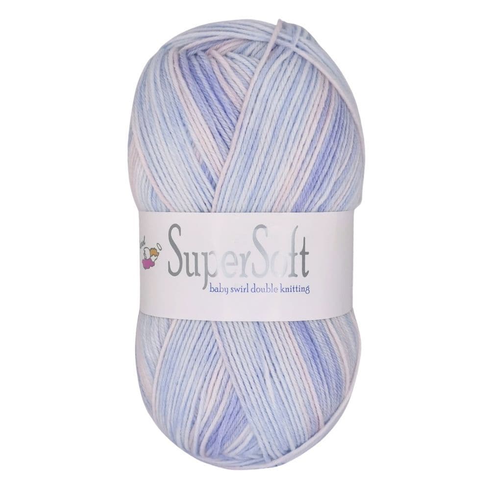 Woolcraft Jarol Supersoft Baby Swirl DK in Blue and White