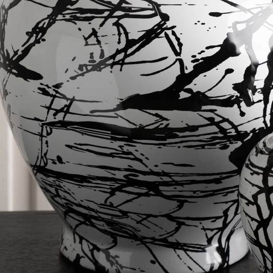 Black and White Splash Ginger Jar