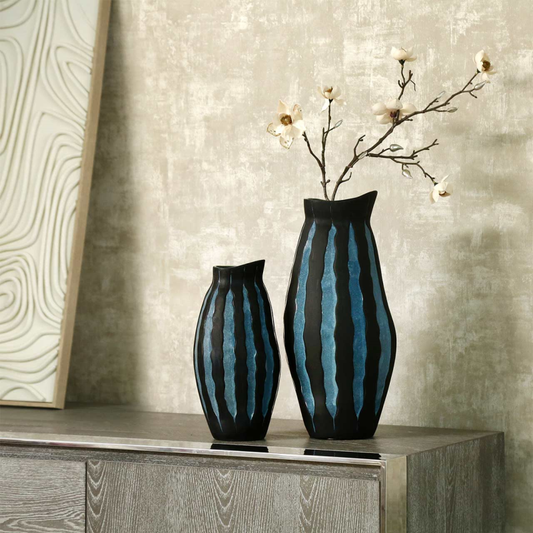 Black and Blue Ceramic Vase (44.5cm)