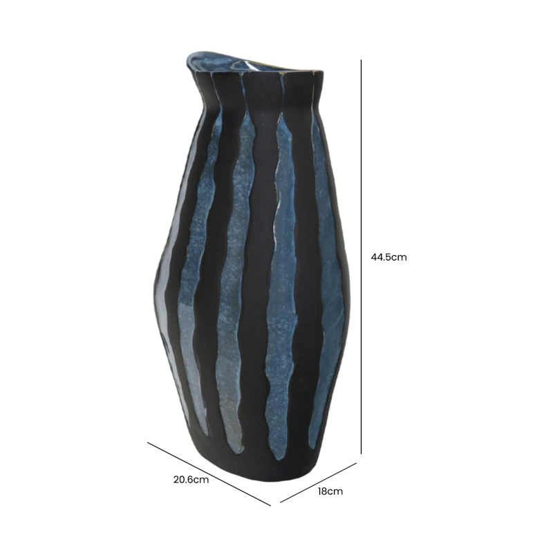 Black and Blue Ceramic Vase (44.5cm)