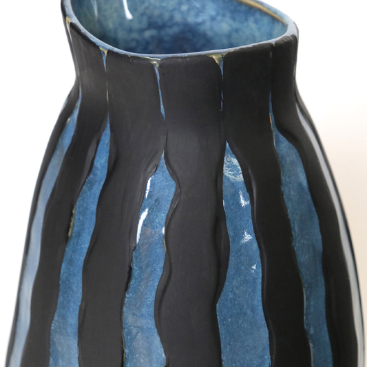 Black and Blue Ceramic Vase (32.5cm)