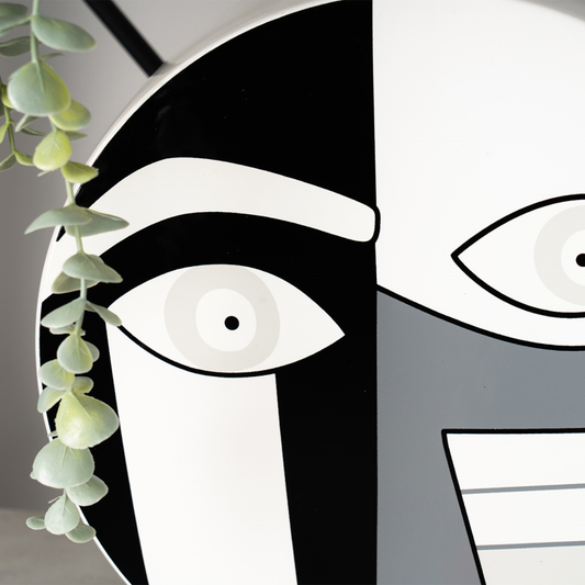 Black and White Face Abstract Ginger Jar (34cm)