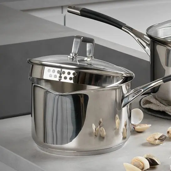 Stellar Flow 5 Piece Draining Saucepan Set
