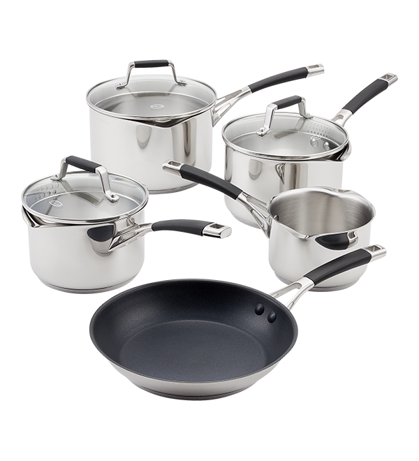 Stellar Flow 5 Piece Draining Saucepan Set