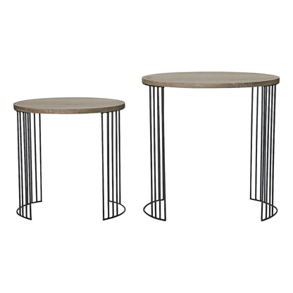 Dar Drum Nest of 2 Round Tables Oak Effect
