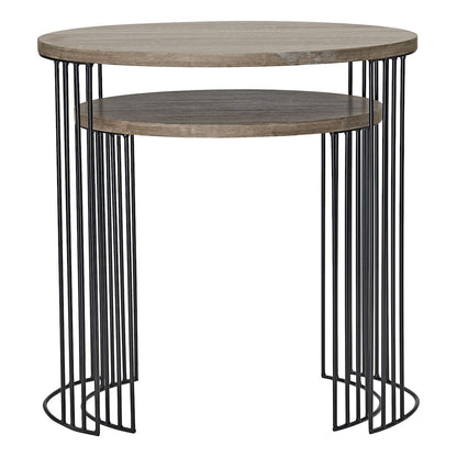 Dar Drum Nest of 2 Round Tables Oak Effect