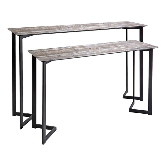 Dar Lulani Nested Console Table Brown Stone