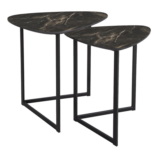Dar Mibello Nested Tables Dark Marble Effect and Matt Black