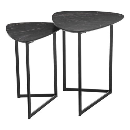 Dar Mibello Nested Tables Dark Marble Effect and Matt Black