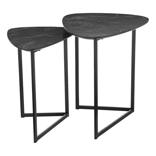 Dar Mibello Nested Tables Dark Marble Effect and Matt Black
