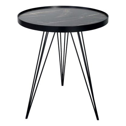 Dar Rauma Round Side Table Dark Grey Stone Effect