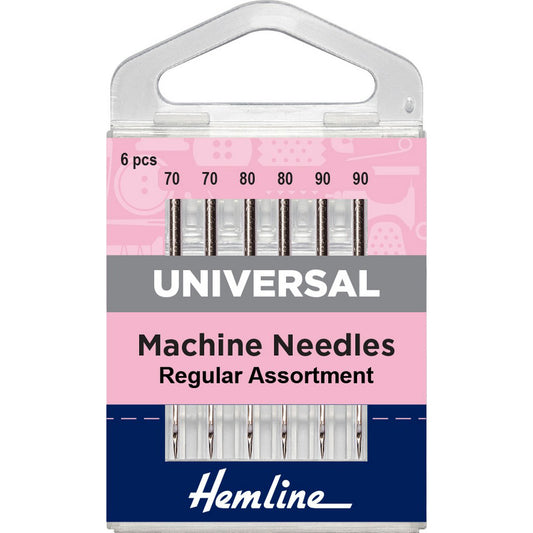 Hemline Universal Machine Needles Regular Assortment 2 x 70/10, 80/12, 90/14 6 pcs