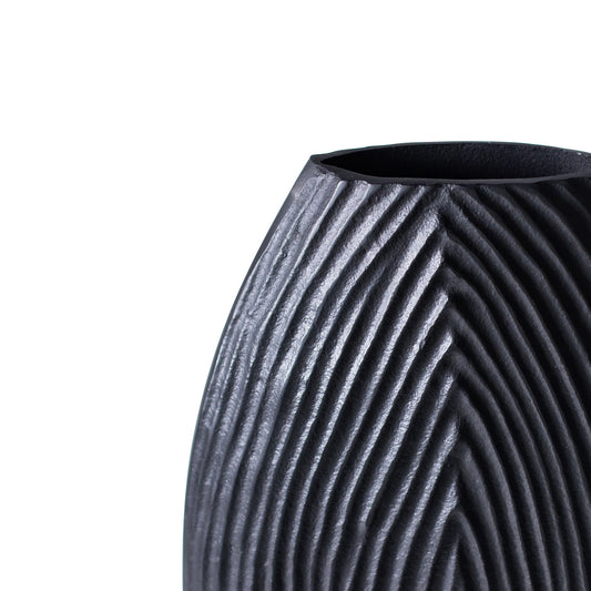 Libra Darsa Ridged Black Vase