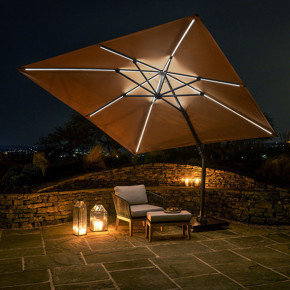 Glow Challenger T2 3m Square Free Arm Parasol