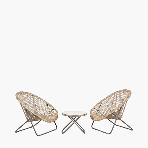 Pacific Tobs Outdoor Foldable Faux Rattan Loungers Set in Grey