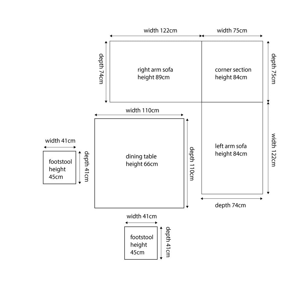 Slate Grey Barbados Square Corner Set with Polywood Top