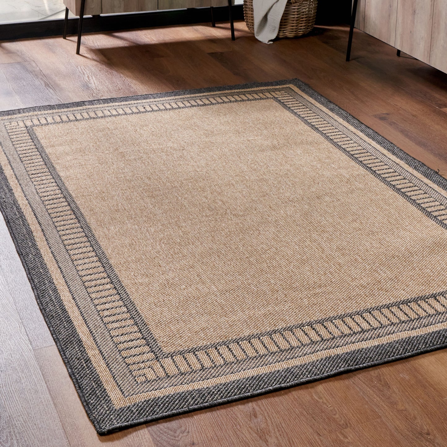 Indoor Outdoor Natural Border Design Rug