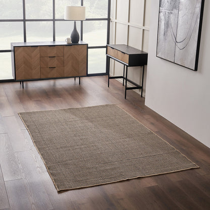 Indoor Outdoor Natural and Slate Grey Design Rug