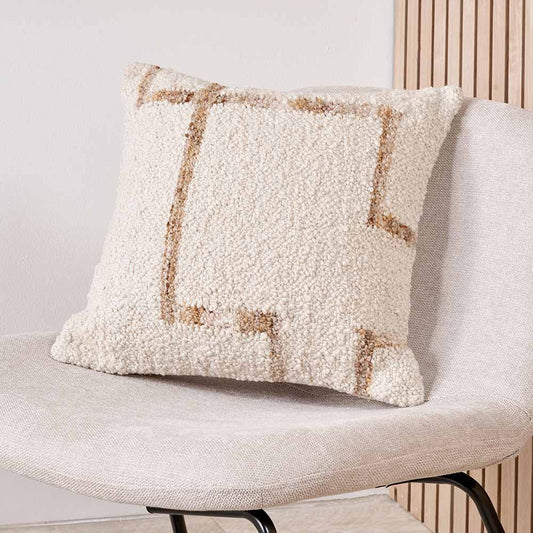 Indoor Outdoor Natural and Tan Fleck Design Scatter Cushion