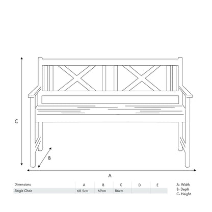 Cambridge Outdoor 3 Seater Acacia Wood Bench