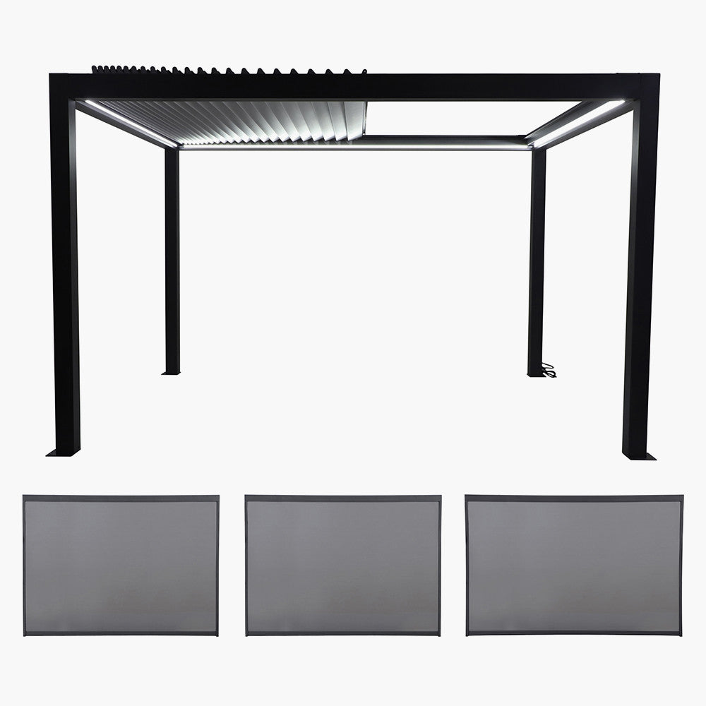 Abierto Full Electric 3m x 4m with LED and 2 x 3m & 1 x 4m Electric Blinds