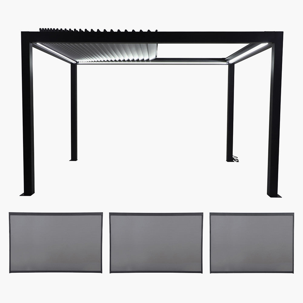 Abierto Full Electric 3m x 4m with LED and 2 x 4m & 1 x 3m Electric Blinds