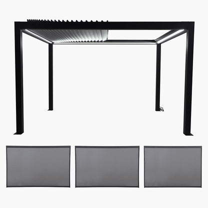 Abierto Full Electric 3m x 4m with LED and 2 x 4m & 1 x 3m Electric Blinds