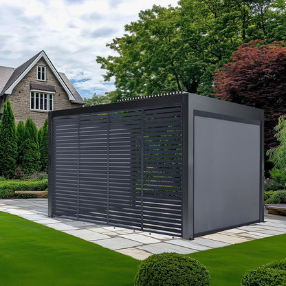 Abierto Full Electric 3m x 4m with LED and 1 x 4m Fixed Louvre Panel & 2 x 3m Electric Blinds