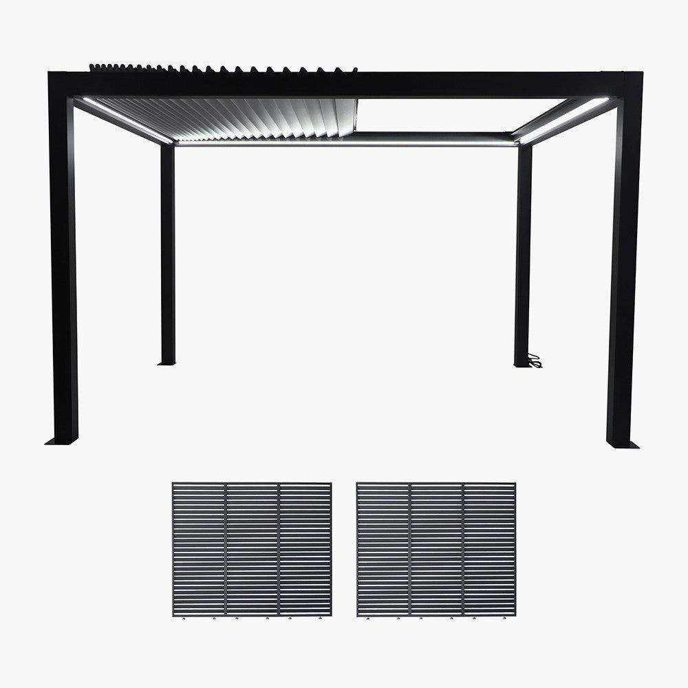 Abierto Full Electric 3m x 4m with LED and 2 x 3m Fixed Louvre Panels