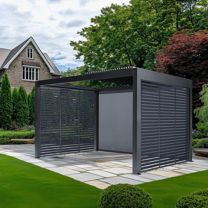 Abierto Full Electric 3m x 4m with LED and 2 x 3m Fixed Louvre Panels & 1 x 4m Electric Blind