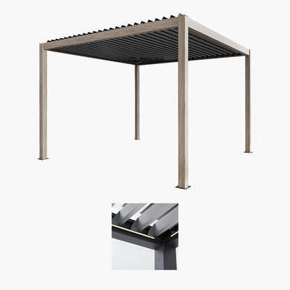 Pavillo Teak 3.5m x 3.5m Pergola with Pavillo LED