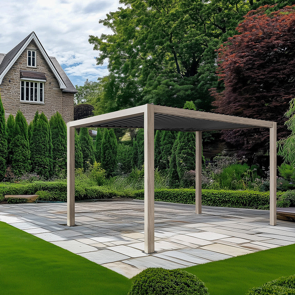 Pavillo Teak 3.5m x 3.5m Pergola with Pavillo LED