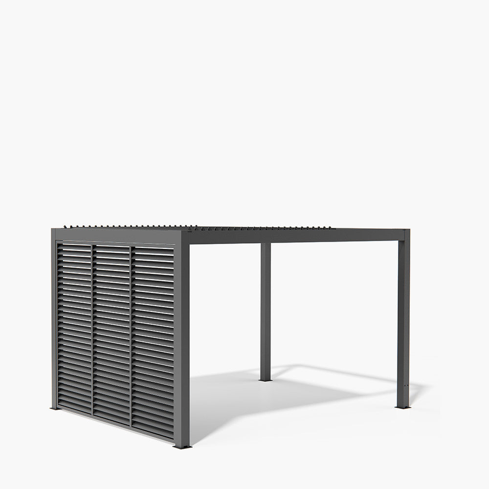Pavillo Teak 3.5m x 3.5m Pergola with Pavillo Louvre Long Front/Back Panel and Short Side Panel