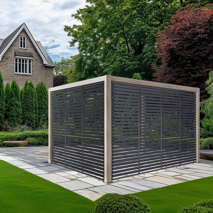 Pavillo Teak 3.5m x 3.5m Pergola with Pavillo Louvre Long Front/Back Panel and Short Side Panel