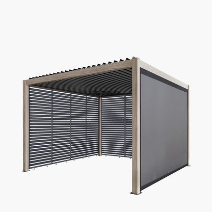 Pavillo Teak 3.5m x 3.5m Pergola with Pavillo Louvre Long Front/Back Panel, Pavillo Louvre Short Side Panel and Pavillo Short Side Blind
