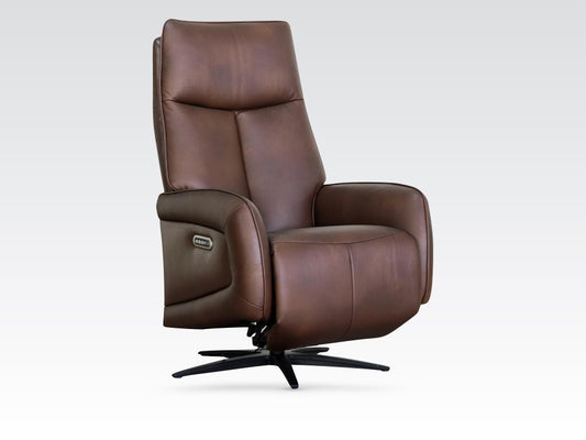 Prestige Swivel Chair in Dark Brown Leather (Dual Motor)