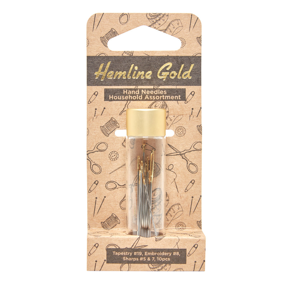 Hemline Gold Household Hand Needles Assorted Gold eye 10 pcs